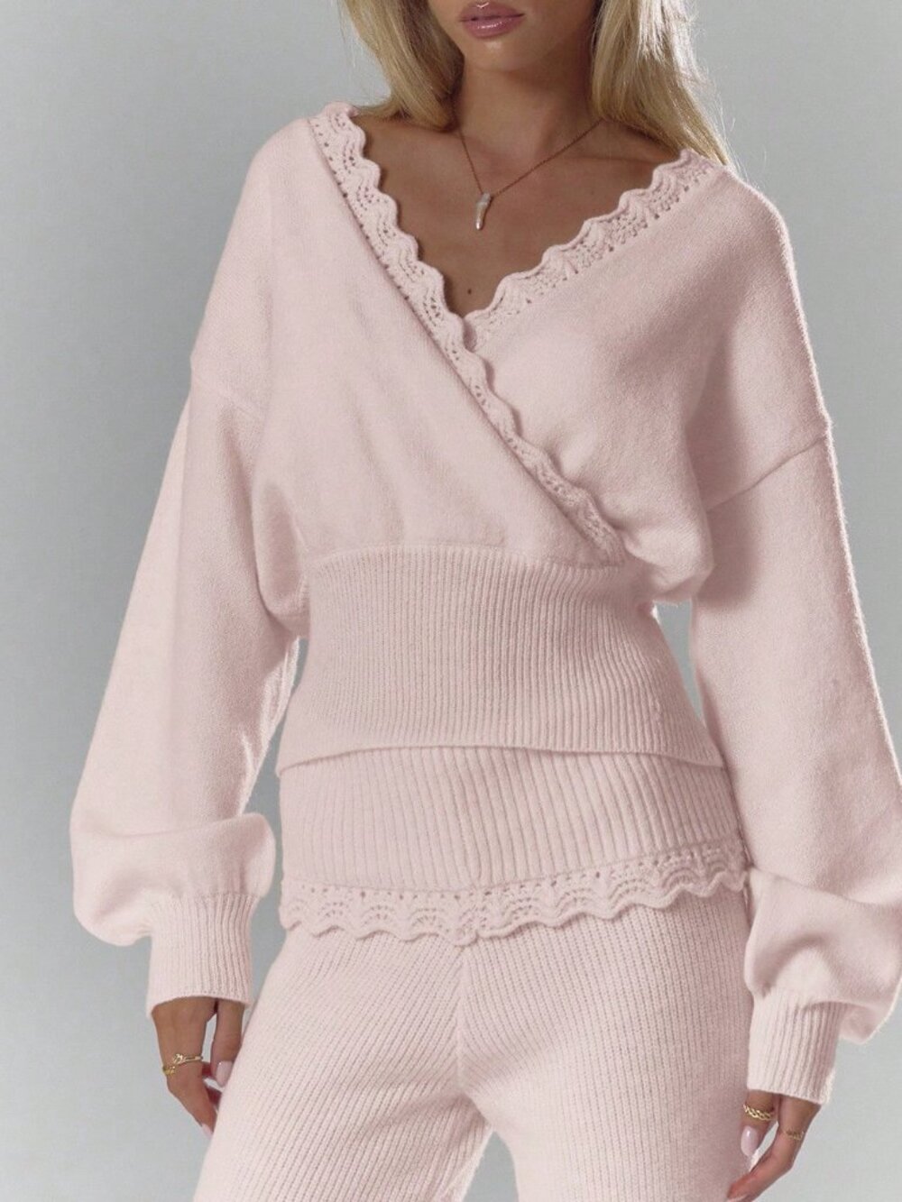 Baby Pink Casual Women's Sweater